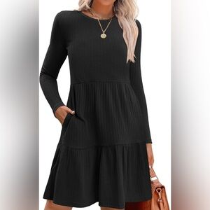 Women’s sweater dress, rubbed knit dresss, black, Size M, NWOT